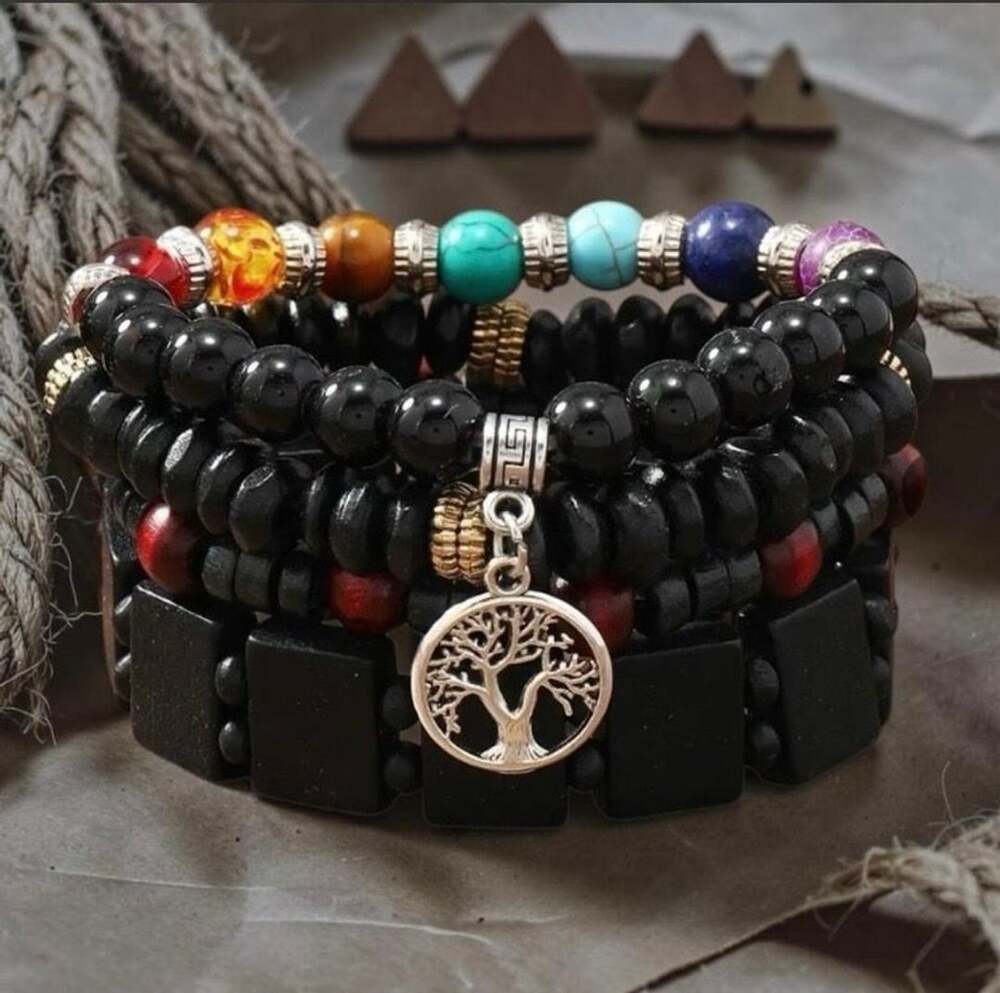 Bohemian Tree of Life Multi-Layer Beaded Bracelet Set